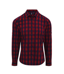 Premier Ladies Mulligan Check Long Sleeve Shirt PR350 - Red/Navy