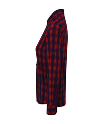 Premier Ladies Mulligan Check Long Sleeve Shirt PR350 - PR350 Red/Navy Side