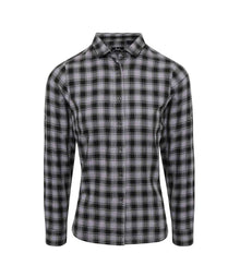 Premier Ladies Mulligan Check Long Sleeve Shirt PR350 - Steel/Black