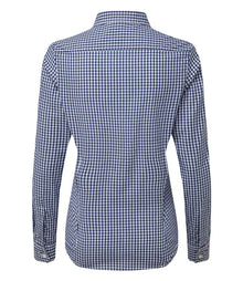 Premier Ladies Maxton Check Long Sleeve Shirt PR352 - PR352 Navy/White Back
