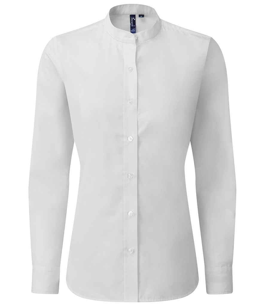 Premier Ladies Banded Collar Grandad Shirt PR358 - White