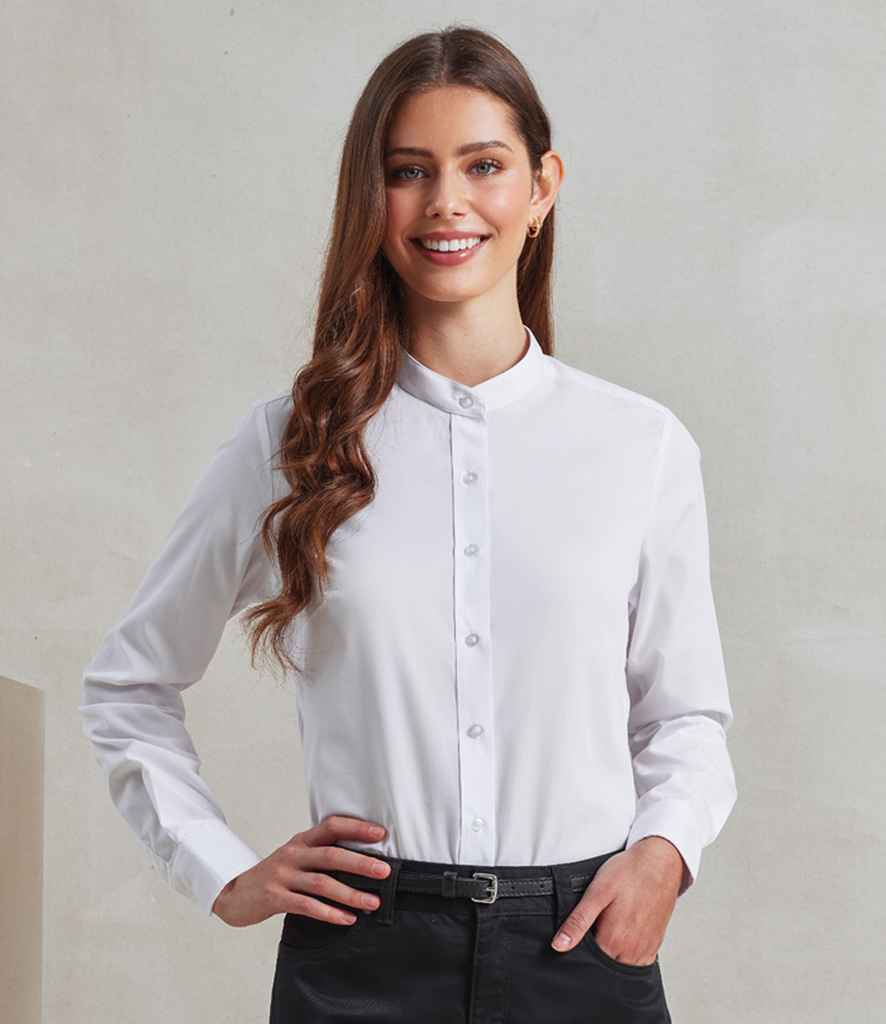 Premier Ladies Banded Collar Grandad Shirt PR358 - PR358 White Model