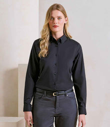 Premier Ladies Supreme Long Sleeve Oxford Shirt PR384 - PR384 Black Model