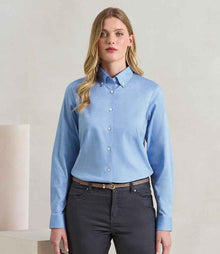 Premier Ladies Supreme Long Sleeve Oxford Shirt PR384 - PR384 Oxford Blue Model
