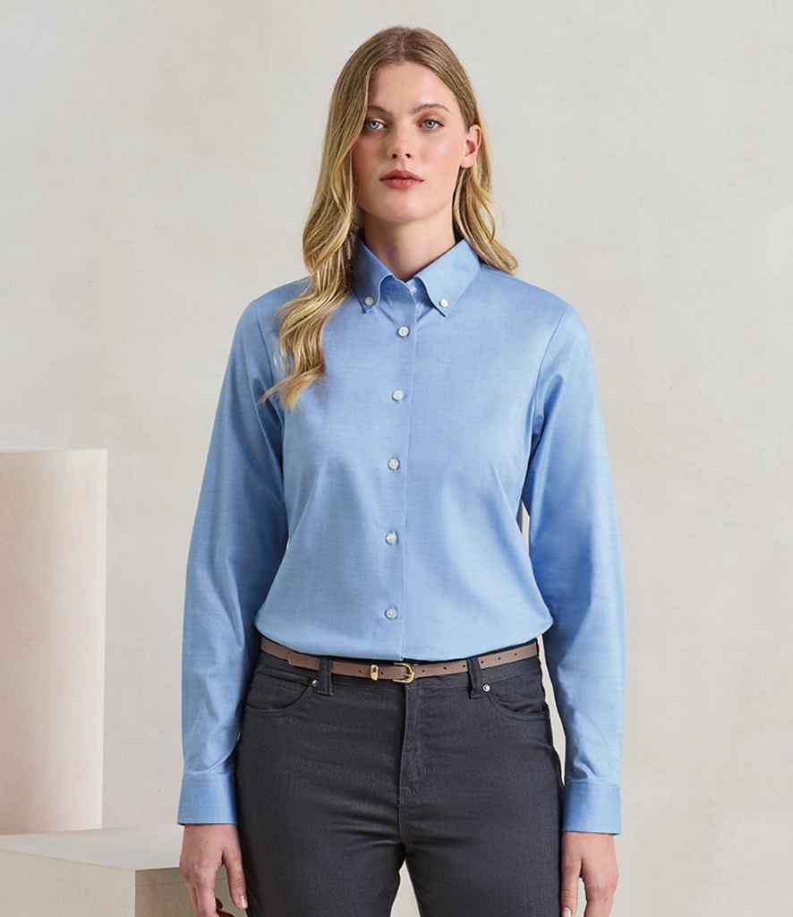 Premier Ladies Supreme Long Sleeve Oxford Shirt PR384 - PR384 Oxford Blue Model