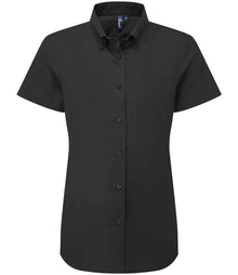 Premier Ladies Supreme Short Sleeve Oxford Shirt PR386 - Black