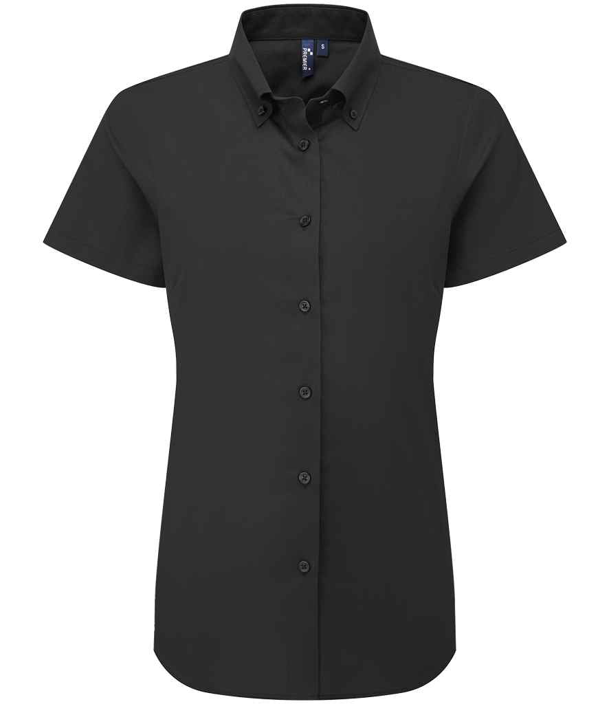 Premier Ladies Supreme Short Sleeve Oxford Shirt PR386 - Black