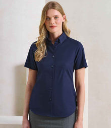 Premier Ladies Supreme Short Sleeve Oxford Shirt PR386 - PR386 Navy Model