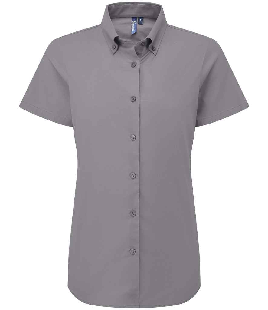 Premier Ladies Supreme Short Sleeve Oxford Shirt PR386 - Steel