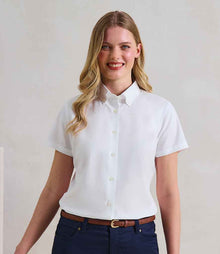 Premier Ladies Supreme Short Sleeve Oxford Shirt PR386 - PR386 White Model