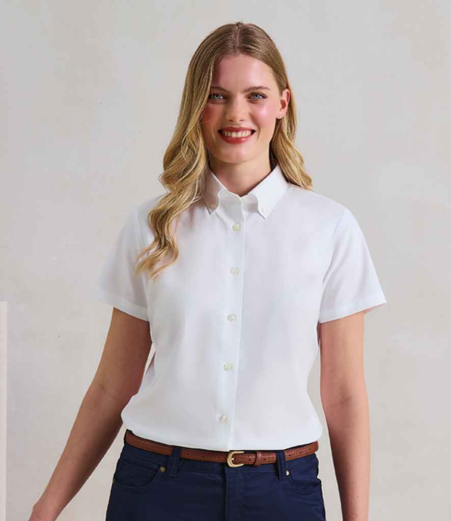 Premier Ladies Supreme Short Sleeve Oxford Shirt PR386 - PR386 White Model