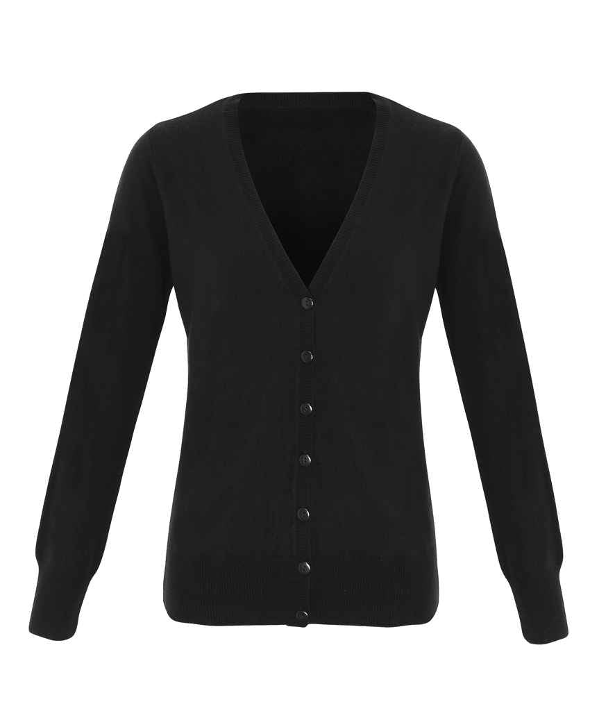Premier Ladies Essential Acrylic V Neck Cardigan PR402 - Black