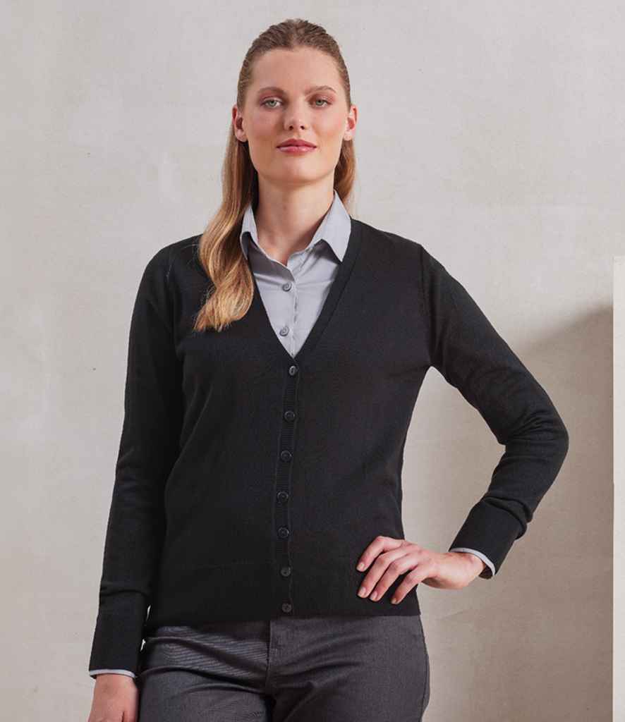 Premier Ladies Essential Acrylic V Neck Cardigan PR402 - PR402 Black Model