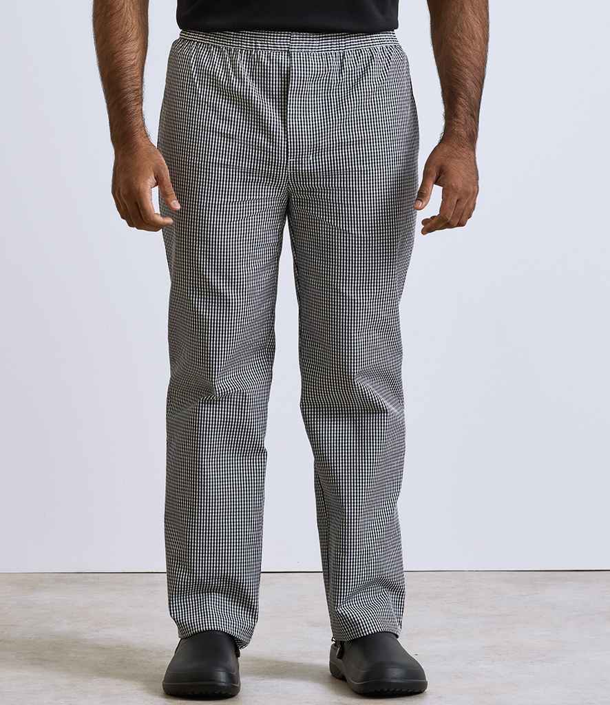 Premier Pull On Chef's Check Trousers PR552 - PR552 Black/White Model