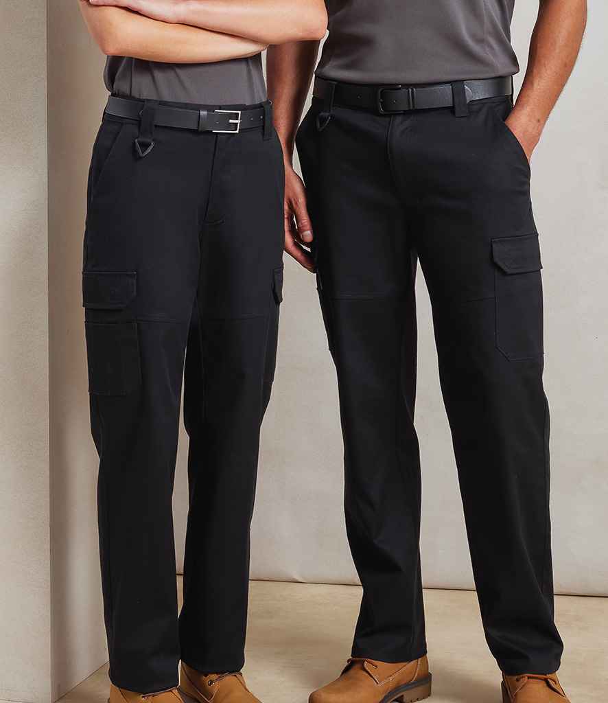 Premier Unisex Stretchchecker Work Cargo Trousers PR565 - PR565 Black Model
