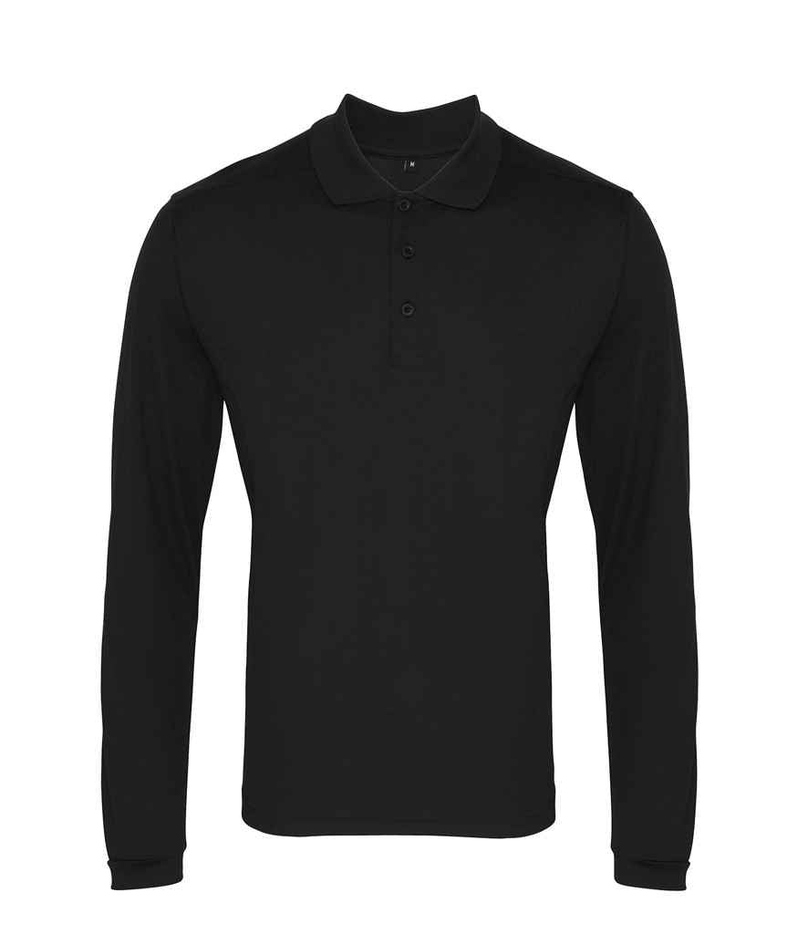 Premier Long Sleeve Coolchecker® Piqué Polo Shirt PR617 - Black