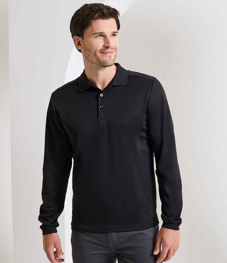 Premier Long Sleeve Coolchecker® Piqué Polo Shirt PR617 - PR617 Black Model