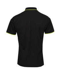 Premier Contrast Coolchecker® Piqué Polo Shirt PR618 - PR618 Black/Lime Green Back