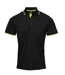 Premier Contrast Coolchecker® Piqué Polo Shirt PR618 - Black/Lime Green