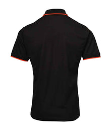 Premier Contrast Coolchecker® Piqué Polo Shirt PR618 - PR618 Black/Orange Back