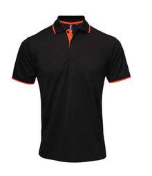 Premier Contrast Coolchecker® Piqué Polo Shirt PR618 - Black/Orange