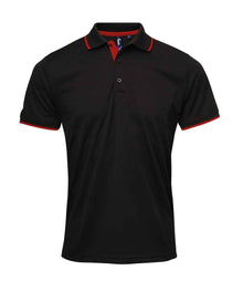 Premier Contrast Coolchecker® Piqué Polo Shirt PR618 - Black/Red