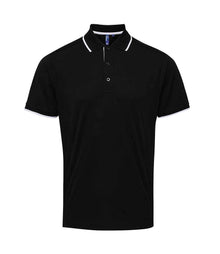 Premier Contrast Coolchecker® Piqué Polo Shirt PR618 - Black/White