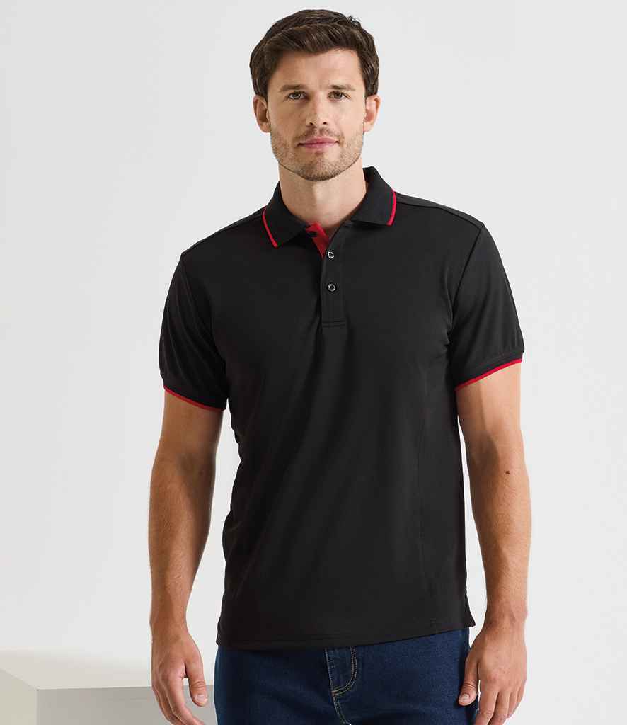 Premier Contrast Coolchecker® Piqué Polo Shirt PR618 - PR618 Black/Red Model