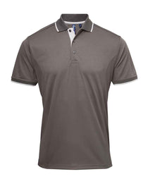 Premier Contrast Coolchecker® Piqué Polo Shirt PR618 - Dark Grey/Silver