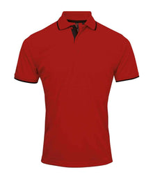 Premier Contrast Coolchecker® Piqué Polo Shirt PR618 - Red/Black