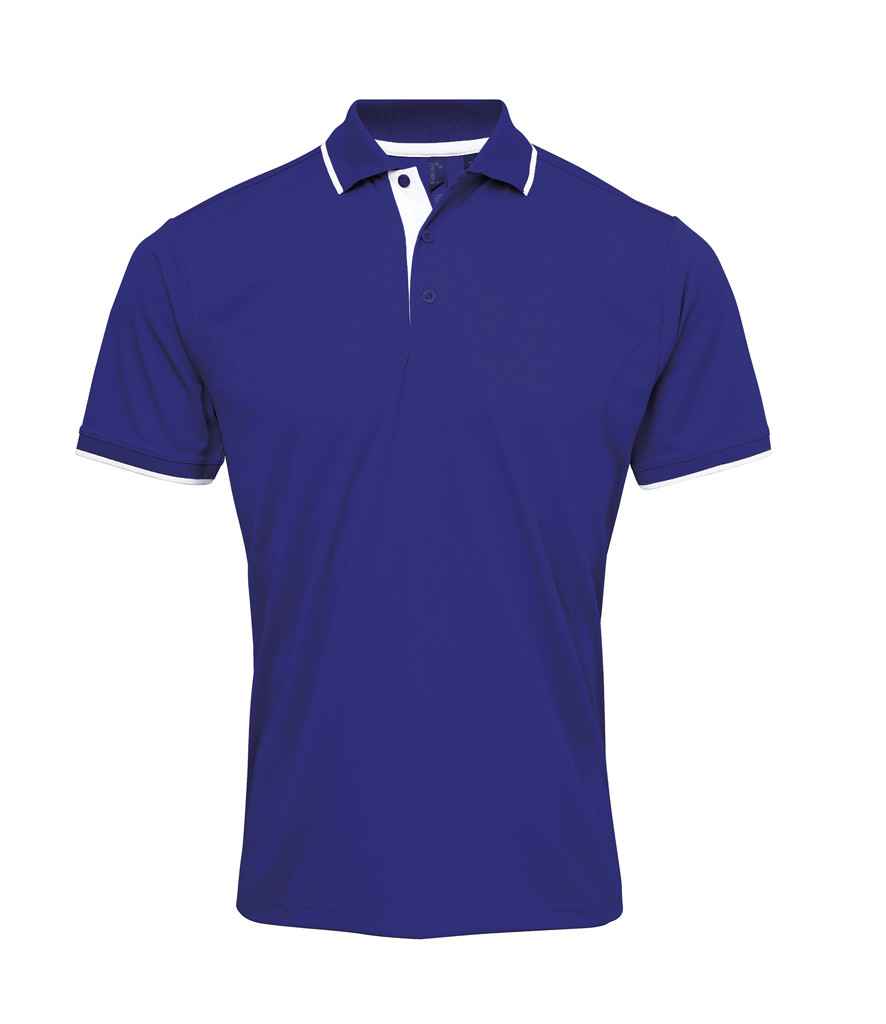Premier Contrast Coolchecker® Piqué Polo Shirt PR618 - Royal Blue/White