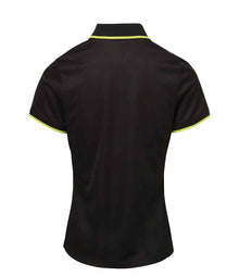 Premier Ladies Contrast Coolchecker® Piqué Polo Shirt PR619 - PR619 Black/Lime Green Back