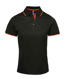 Premier Ladies Contrast Coolchecker® Piqué Polo Shirt PR619 - Black/Orange