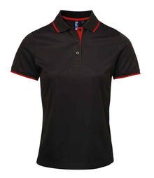 Premier Ladies Contrast Coolchecker® Piqué Polo Shirt PR619 - Black/Red
