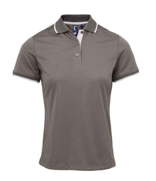 Premier Ladies Contrast Coolchecker® Piqué Polo Shirt PR619 - Dark Grey/Silver