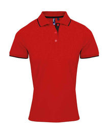 Premier Ladies Contrast Coolchecker® Piqué Polo Shirt PR619 - Red/Black