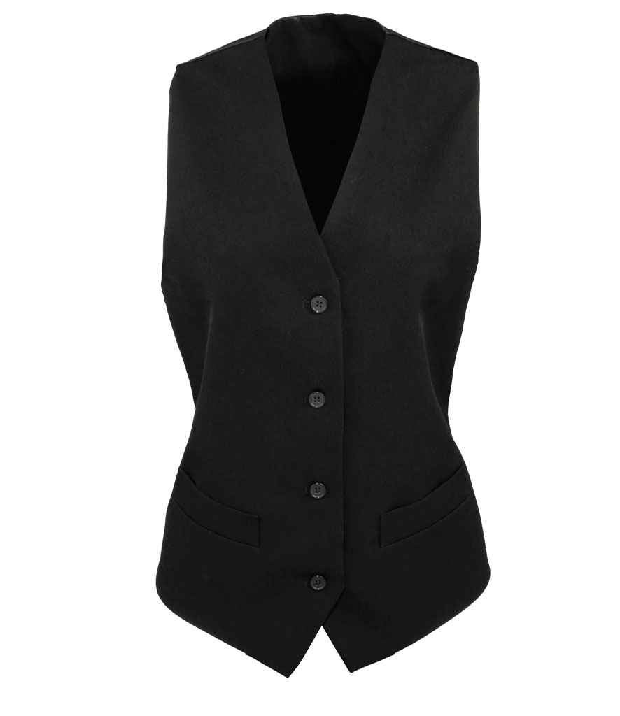 Premier Ladies Lined Waistcoat PR623 - Black
