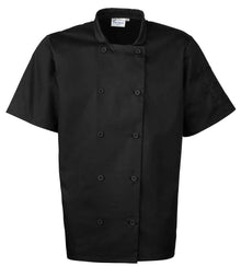 Premier Short Sleeve Chef's Jacket PR656 - Black