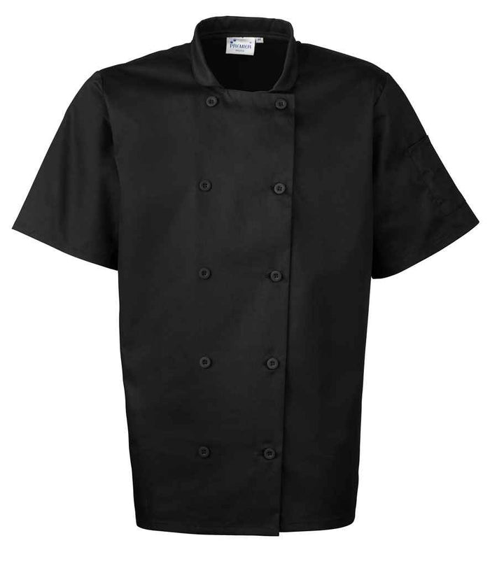 Premier Short Sleeve Chef's Jacket PR656 - Black