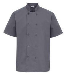 Premier Short Sleeve Chef's Jacket PR656 - Steel