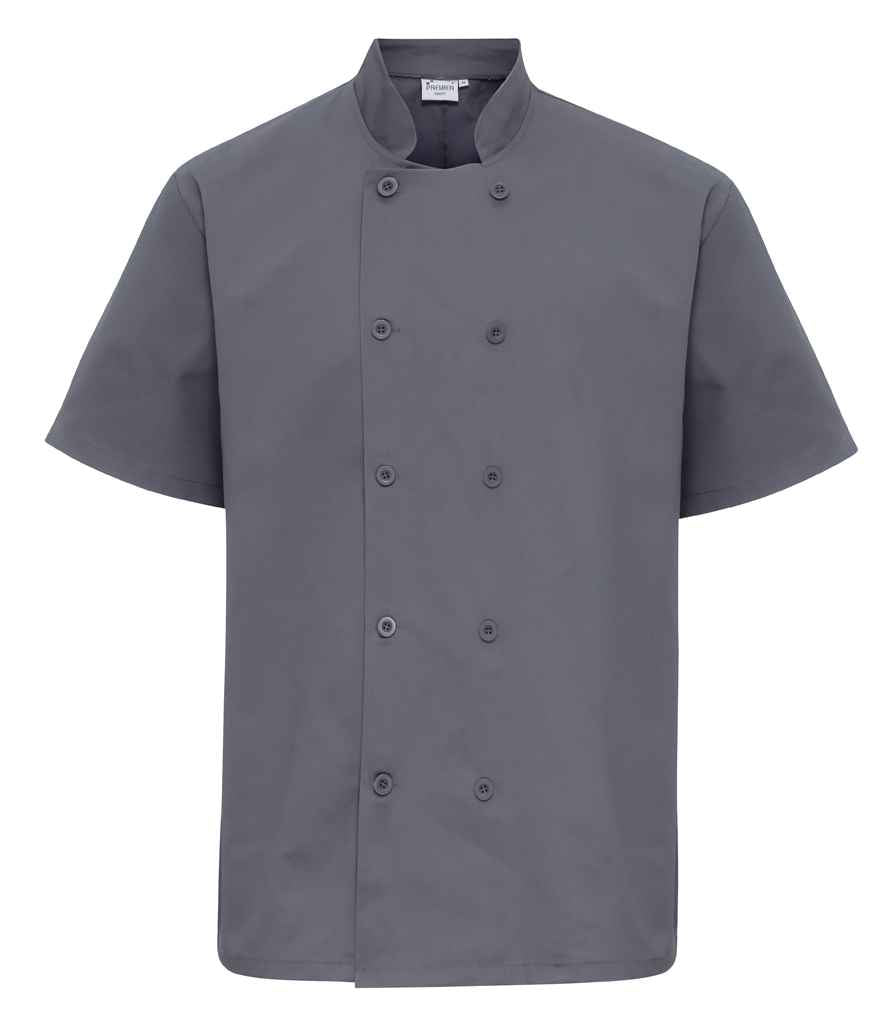 Premier Short Sleeve Chef's Jacket PR656 - Steel