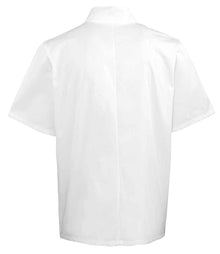 Premier Unisex Short Sleeve Stud Front Chef's Jacket PR664 - PR664 White Back