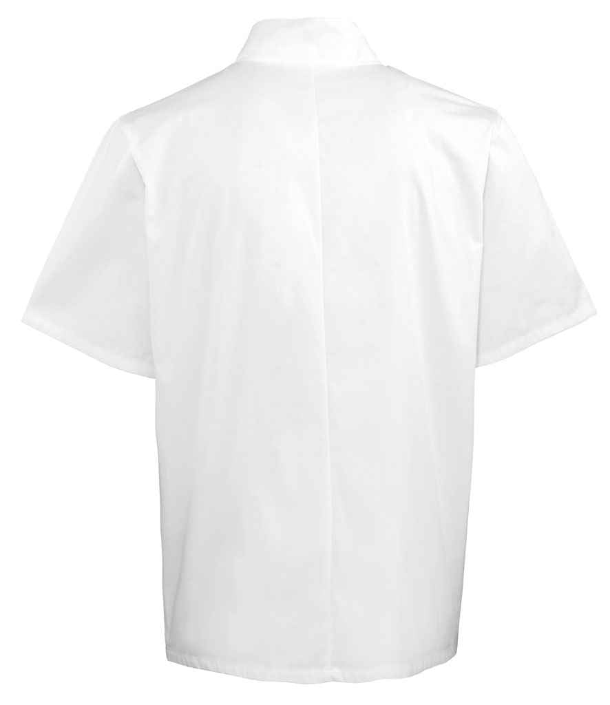 Premier Unisex Short Sleeve Stud Front Chef's Jacket PR664 - PR664 White Back