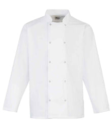 Premier Unisex Long Sleeve Stud Front Chef's Jacket PR665 - White