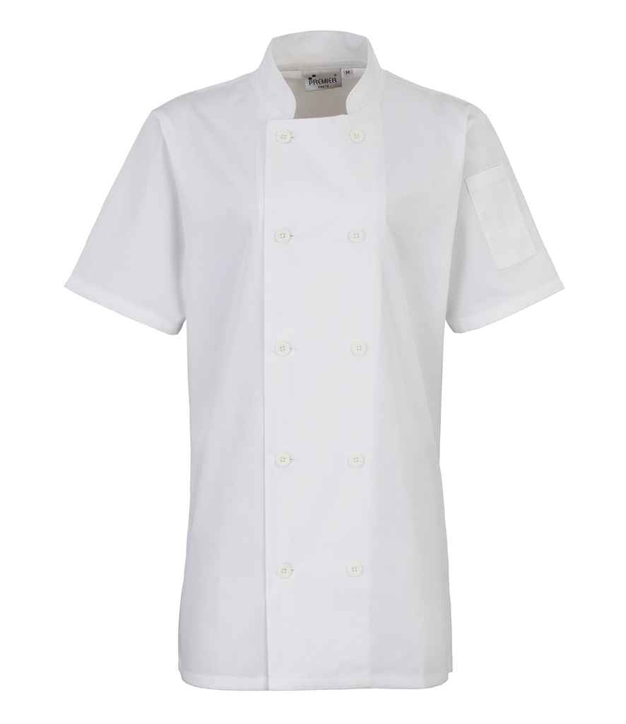 Premier Ladies Short Sleeve Chef's Jacket PR670 - White