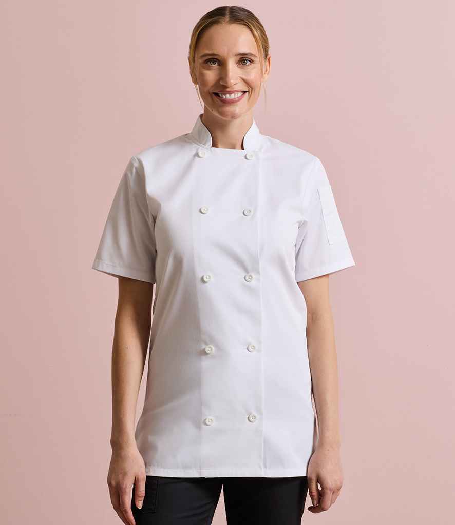 Premier Ladies Short Sleeve Chef's Jacket PR670 - PR670 White Model