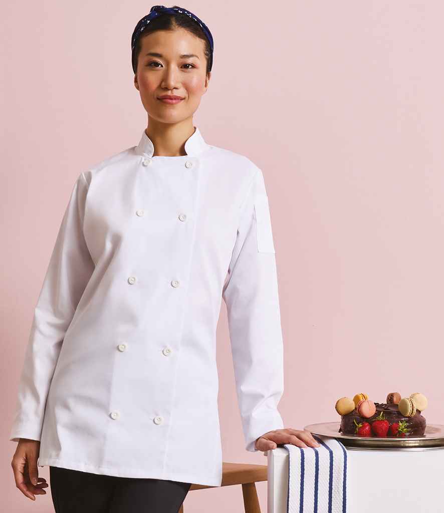 Premier Ladies Long Sleeve Chef's Jacket PR671 - PR671 White Model