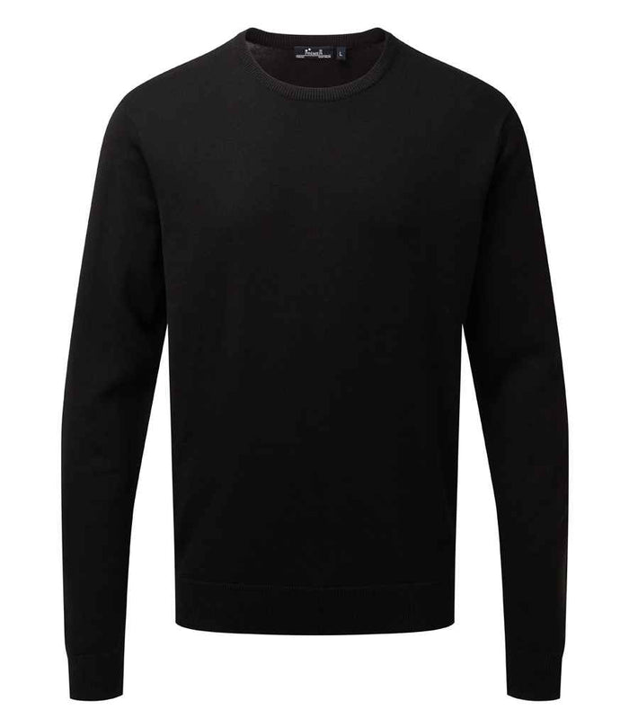 Premier Cotton Rich Crew Neck Sweater PR692 - Black