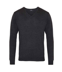 Premier Knitted Cotton Acrylic V Neck Sweater PR694 - Charcoal