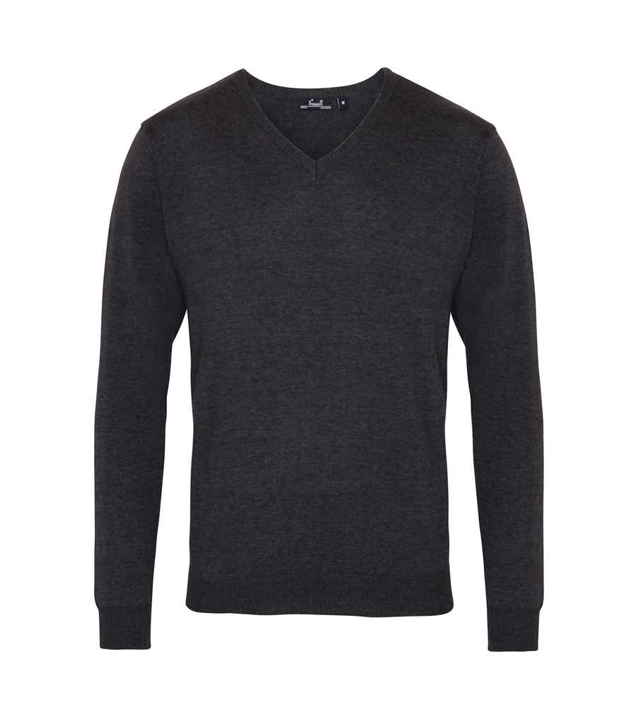 Premier Knitted Cotton Acrylic V Neck Sweater PR694 - Charcoal